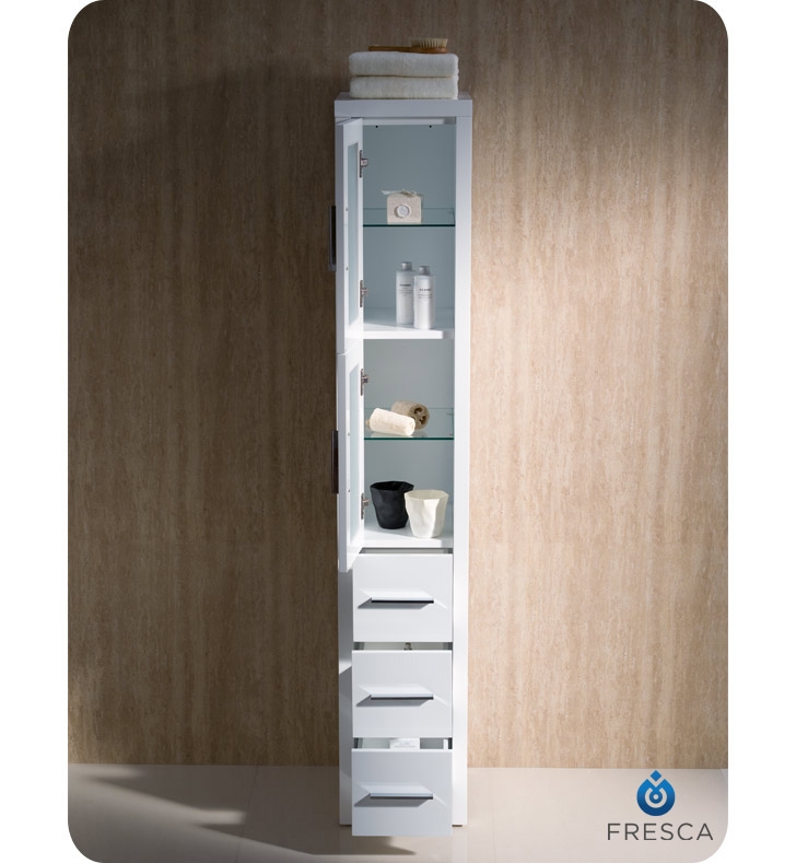 fresca fst6260wh torino tall bathroom linen side cabinet in white