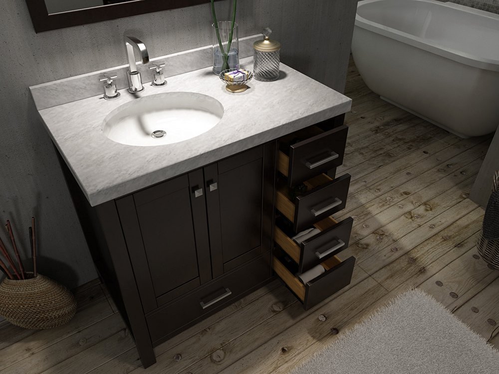 Grey Right Offset Bathroom Vanity