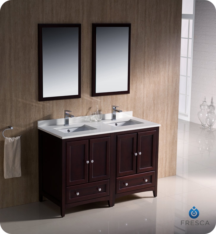 Double Sink Bathroom Vanity In Mahogany, Double Vanity 48