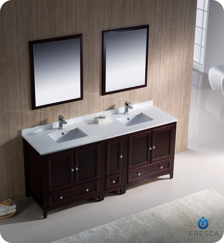 Fresca FVN20-301230MH Oxford 72 Traditional Double Sink Bathroom Vanity  with Side Cabinet in Mahogany - Faucets | Mosaic | Kitchen Supplies 